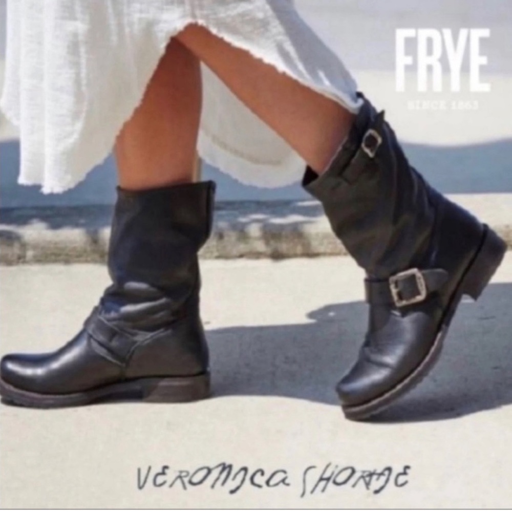 FRYE VERONICA BROWN LEATHER Short Boot BOOTIE